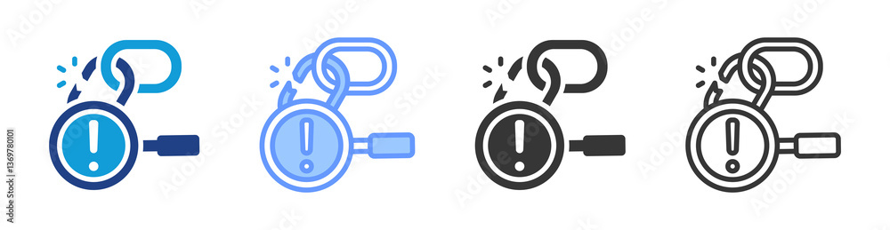 Aufkleber weakness identification icon set multiple style collection