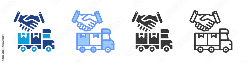 Poster Supplier Relationship icon set multiple style collection