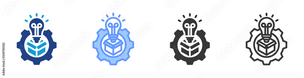 Poster product development icon set multiple style collection