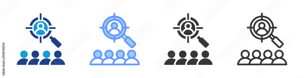 Poster Candidate Sourcing icon set multiple style collection