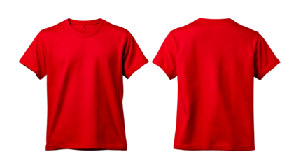 Red shirt sleeve t-shirt mockup on white background