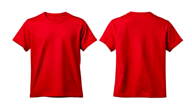 Red shirt sleeve t-shirt mockup on white background