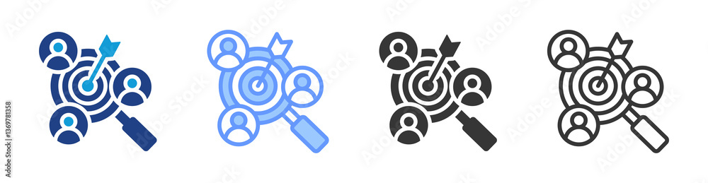 Poster hiring goal icon set multiple style collection