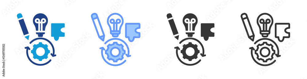 Poster Kaizen icon set multiple style collection