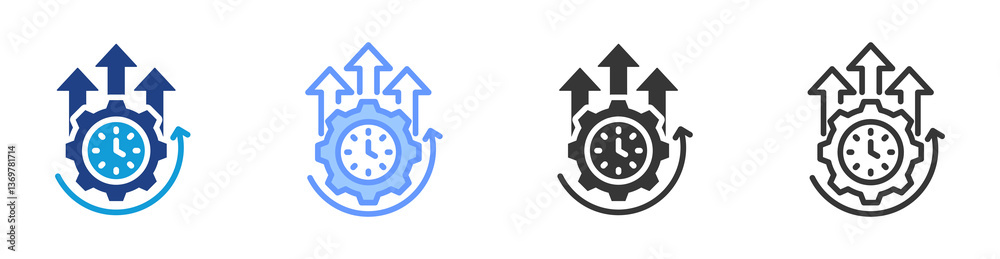 Poster productivity improvement icon set multiple style collection
