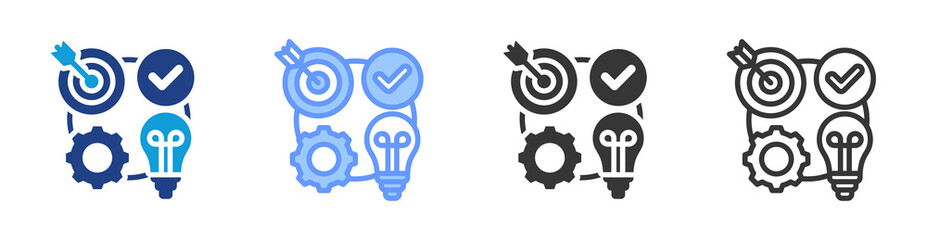 Deming Cycle icon set multiple style collection