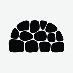Minimalist Black Stone Igloo Illustration, Minimalist black stone igloo illustration, vector art, abstract winter shelter, modern design, isolated on white background