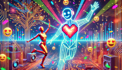 Obraz premium Human and AI relationship everyday in every activity possible 