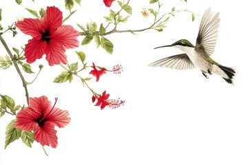 Hummingbird and Hibiscus Tropical Paradise.
