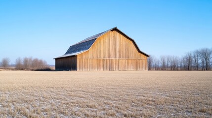 Rustic Wooden Barn in a Winter Landscape
