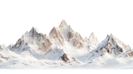 Obraz premium Majestic Snow-Covered Mountain Range Isolated on White Background