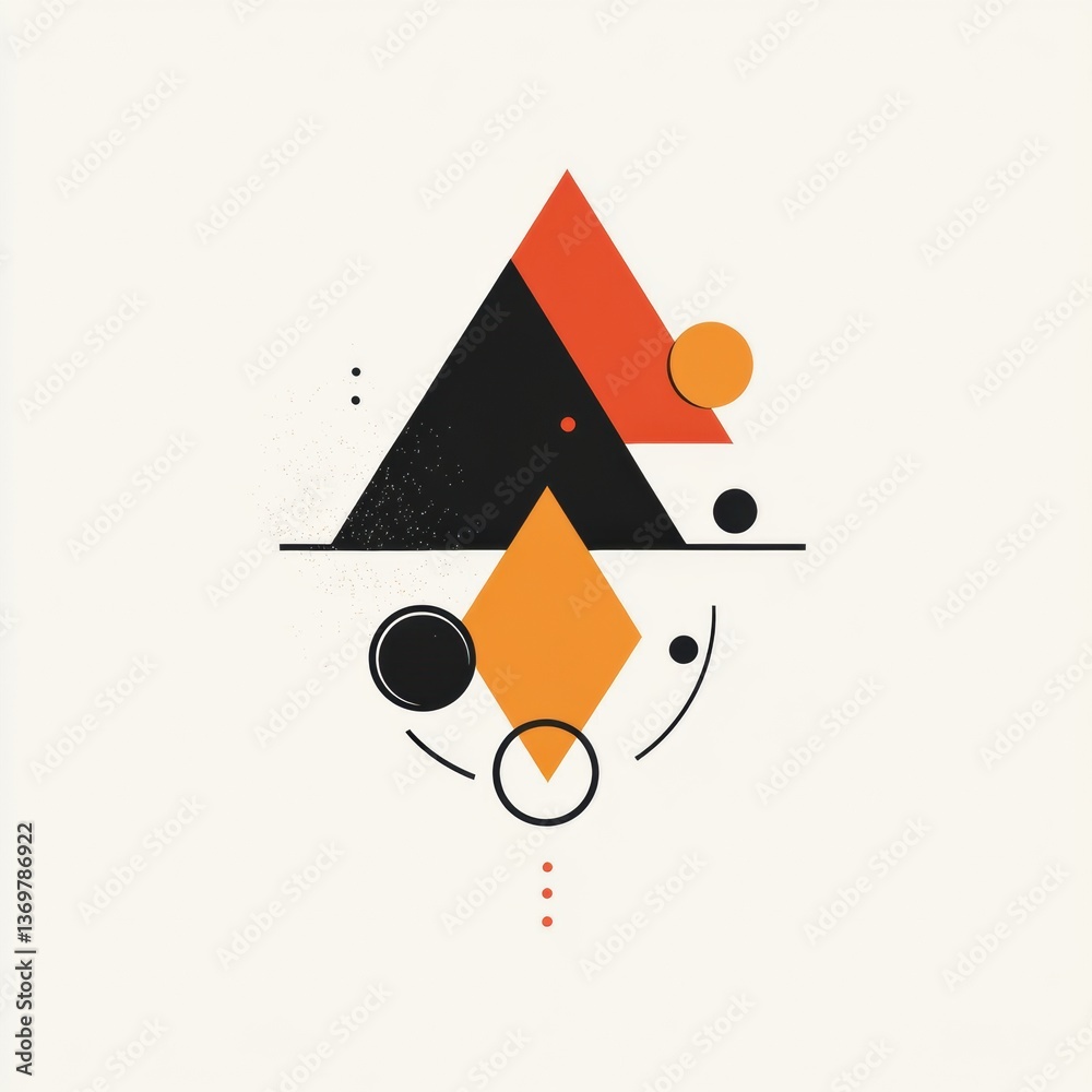Poster Dynamic geometric logo design featuring triangles and circles in a stylish color palette for modern branding and creative projects