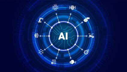 AI Network and Digital Connection – Artificial Intelligence Concept. vector illustration eps10