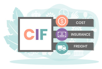 CIF - Cost Insurance Freight acronym. business concept background. Vector illustration for website banner, marketing materials, business presentation, online advertising