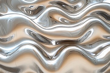 Abstract Metallic Waves Background Design