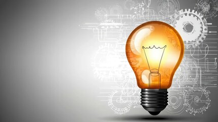 Creative Concept of Light Bulb with Gears and Innovation Background