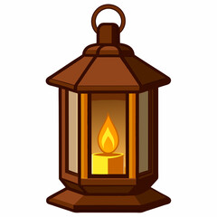 rustic lantern with a glowing candle inside
