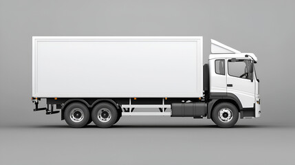 Realistic White Cargo Delivery Truck Mockup with Blank Surface