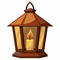 rustic lantern with a glowing candle inside