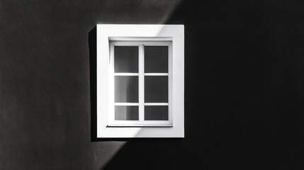 Simple window with strong light shadow on dark wall.  Possible use Architecture, minimalist photography, design inspiration