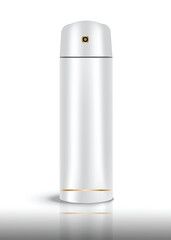 This product features a stainless steel or aluminum finish, thermos function, leak-proof design, reusable, heat/cold retaining capabilities, portable, and a modern look.