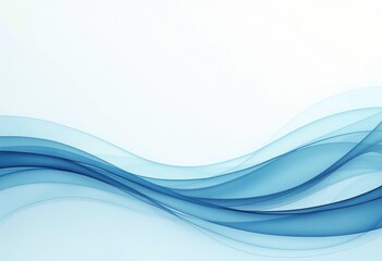 Obraz premium Serene Blue Wave: Transparent and Minimalist Wallpaper Design Featuring a Blue Wave on a Light Background, Isolated on Pure White with Margins for Calm Decor.