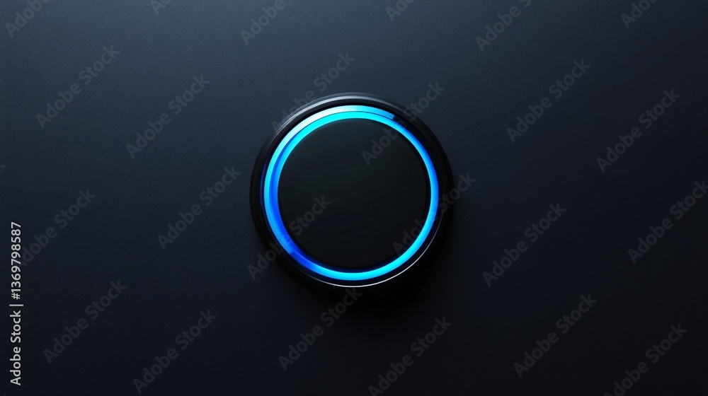 Leinwandbilder power button showing loading status with futuristic blue light on dark background