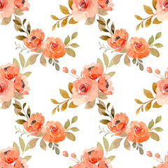 Sweet flower watercolor seamless pattern on white background. Watercolor seamless pattern for beauty products or other.