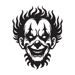Creepy Clown Vector Art Face Illustration Design for Halloween