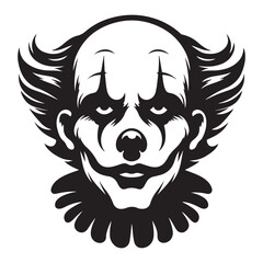 Fototapeta premium Creepy Evil Clown Vector Illustration with Simple Design