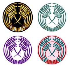 カラー家紋：抱き稲（透過可）