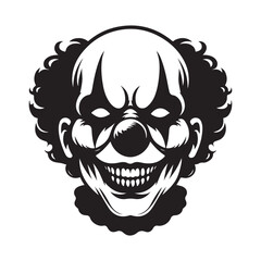 Frightening Clown Face with Afro Hairstyle Vector Illustration