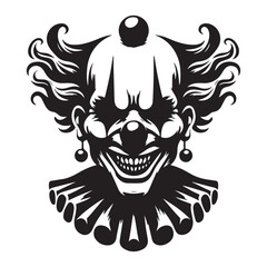 Sinister Clown With Hairdo and Ruffled Collar Vector Illustration