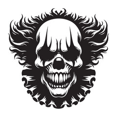 Detailed Scary Clown Skull Vector Image for Halloween Projects