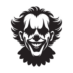Menacing Halloween Clown with Creepy Grin Vector Illustration Graphic