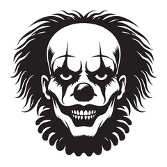 Vintage Spooky Halloween Clown Skull Graphic Vector Illustration