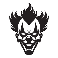 Frightening Clown with Flaming Hair Vector Illustration for Scary Projects