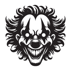 Terrifying clown face vector illustration for halloween horror concept design