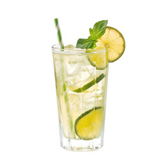 Fototapeta premium Gin Rickey Drink isolated on transparent or white background