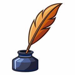 elegant quill pen with ink bottle