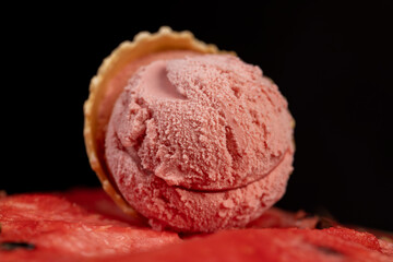 sweet watermelon ice cream and red ripe watermelon