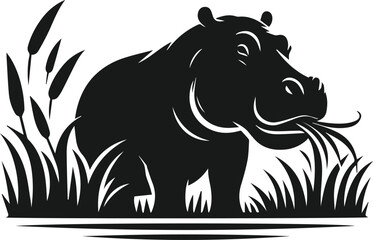 Hippopotamus silhouette animal vector