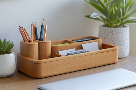 Stylish Wooden Desk Organizer for a Productive Workspace