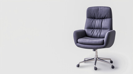 Fototapeta premium This sleek modern office chair features a stylish gray upholstery and ergonomic design, perfect for contemporary workspaces. Ideal for comfort and aesthetics in any office.