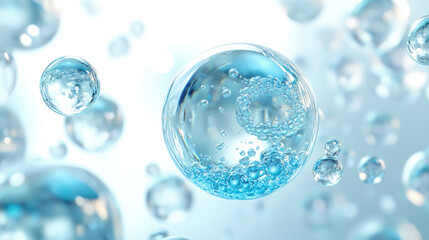 Close-up of Transparent Bubbles in a Liquid