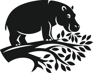 Hippopotamus silhouette animal vector