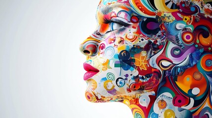 Abstract Colorful Face Vibrant Art Portrait