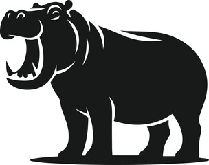 Hippopotamus silhouette animal vector