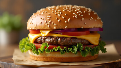 Delectable and Mouthwatering Gourmet Burger Still Life