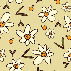 Cute flower pattern. Drawing of flowers. Drawing cute flowers by hand for use in printing